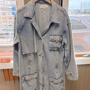 Long blue jeans coat nwt! Never worn